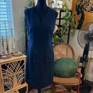 Karl Lagerfeld Paris Navy Blue Tweed Micro Fringe Mini Sheath Dress